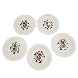 Homer Laughlin USA Bayberry Floral Basket 7" Salad Luncheon Plates - Set of 5